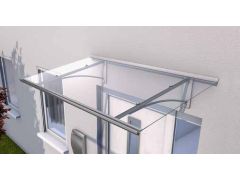 L160 PT/GR Shield Canopy 160 x 90 x 27cm - 4mm Clear Acrylic Top and  Stainless Steel Effect Aluminium Arm and Frame