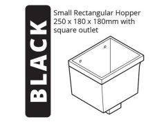 Cast Iron Rectangular Small (250 x 180 x 180mm) Rainwater Hopper Head with 100 x 75mm (4"x3") Square Outlet - Black