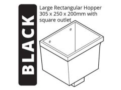 Cast Iron Rectangular Large (305 x 250 x 200mm) Rainwater Hopper Head with 100 x 75mm (4"x3") Square Outlet - Black
