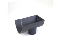 100mm (4") Hargreaves Foundry Plain Half Round Cast Iron Gutter 65mm Dropend Outlet - External  - Primed