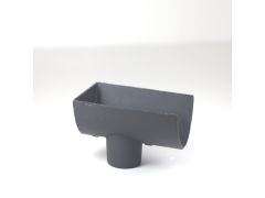 100mm (4") Hargreaves Foundry Plain Half Round Cast Iron Gutter 65mm Dropend Outlet - Internal  - Primed