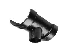 150mm (6") Half Round Cast Iron 75mm (3") Gutter Outlet - Black