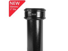 50mm (2") SimpleFIT Cast Iron Soil Pipe with Uneared Socket x 1.8m Length - Black 