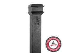 1.83m (6ft) Cast Iron 100 x 75mm (4"x3") Square Downpipe without Ears - Black