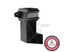 Cast Iron 100 x 75mm (4"x3") Square Downpipe Bend to  Right 112.5 Degree with Ears - Black