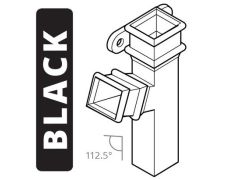 Cast Iron 100 x 75mm (4"x3") Square Downpipe Branch - Left Hand with Ears 112.5 Degree - Black