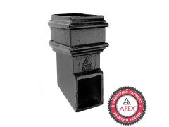 Cast Iron 100 x 75mm (4"x3") Square Downpipe Shoe - Front without Ears - Black