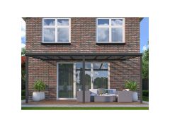 6x3m Rainclear Aluminium Veranda - Anthracite Grey - 3 Posts - 8 Glass Roof Panels