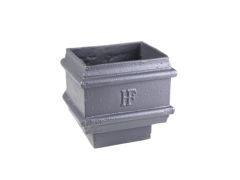 125x70mm (5"x 3") Hargreaves Foundry Cast Iron Square Downpipe Loose Socket with Spigot - without Ears - Primed