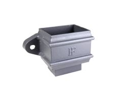 100 x 75mm (4"x3") Hargreaves Foundry Cast Iron Square Downpipe Loose Socket with Spigot - with Ears - Primed