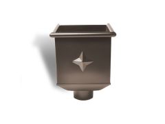 Sepia Brown Coated Galvanised Steel Hopper Head 230w x 230d x 300h with 80mm Outlet