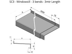 0-200mm Girth (Cill Depth + All Bends) Skyline Aluminium Windowsill - 3 Bend - 3mtr Length - One of 26 Standard RAL Colours TBC