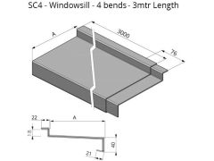 201-300mm Girth (Cill Depth + All Bends) Skyline Aluminium Windowsill - 4 Bend, - 3mtr Length - One of 26 Standard RAL Colours TBC