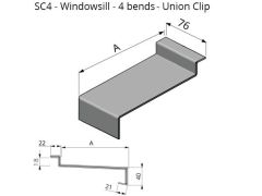0-200mm Girth (Cill Depth + All Bends) Skyline Aluminium Windowsill Union Clip - 4 Bend - One of 26 Standard RAL Colours TBC