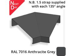 362mm  Aluminium Sloping Coping (Suitable for 271-300mm Wall) - External 135 Degree Angle - RAL 7016 Anthracite Grey