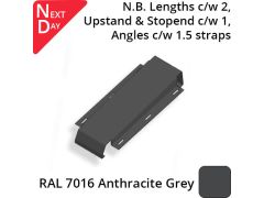 422mm  Aluminium Sloping Coping (Suitable for 331-360mm Wall) - Fixing Strap - RAL 7016 Anthracite Grey