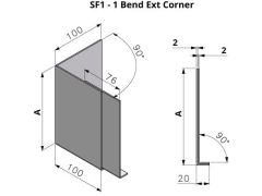 281-380mm SF1 Profile Skyline Aluminium Fascia - External Corner