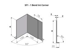 75-180mm SF1 Profile Skyline Aluminium Fascia - Internal Corner