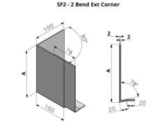 262-360mm SF2 Profile Skyline Aluminium Fascia - External Corner