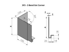 345-444mm SF3 Profile Skyline Aluminium Fascia - External Corner 