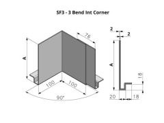 75-144mm SF3 Profile Skyline Aluminium Fascia - Internal Corner