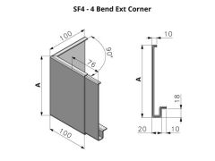 75-152mm SF4 Profile Skyline Aluminium Fascia - External Corner 