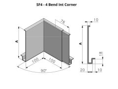 75-152mm SF4 Profile Skyline Aluminium Fascia - Internal Corner