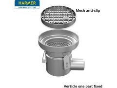 110mm Stainless Steel Horizontal one Part Drain - comes with 255mm Circular Mesh Anti Slip Grate 