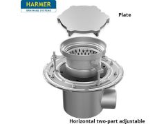 110mm Stainless Steel Horizontal Two Part  Drain - comes with 255mm Circular Plate Grate 