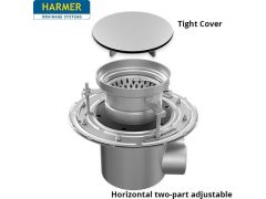 110mm Stainless Steel Horizontal Two Part  Drain - comes with 200mm Circular Tight Cover Grate 