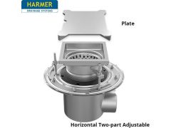 110mm Stainless Steel Horizontal Two Part Drain - comes with 250mm Square Plate Grate 