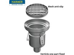 110mm Stainless Steel Vertical one Part Drain - comes with 255mm Circular  Mesh Anti Slip Grate 