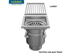 160mm Stainless Steel Vertical One Part Drain - comes with 300mm Square Ladder Grate 