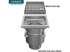 110mm Stainless Steel Vertical One Part Drain - comes with 200mm Square Mesh Anti Slip Grate 