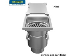160mm Stainless Steel Vertical One Part Drain - comes with 300mm Square Plate Grate 