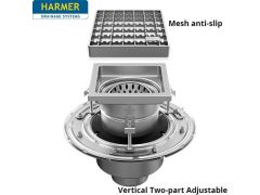 110mm Stainless Steel Vertical Two Part Drain - comes with 250mm Square Mesh Anti Slip Grate 
