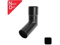 63mm (2.5") Round Swaged and Mitred Aluminium Downpipe 112 Degree Bend without Ears - RAL 9005m Matt Black- Manufactured by Alumasc - buy online from Rainclear Systems