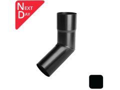 63mm (2.5") Round Swaged and Mitred Aluminium Downpipe 135 Degree Bend without Ears - RAL 9005m Matt Black- Manufactured by Alumasc - buy online from Rainclear Systems