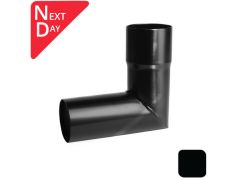 76mm (3") Round Swaged and Mitred Aluminium Downpipe 90 Degree Bend without Ears - RAL 9005m Matt Black- Manufactured by Alumasc - buy online from Rainclear Systems