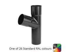 63mm (2.5") Round Swaged and Mitred Aluminium Downpipe 112 Degree Branch without Ears - One of 26 Standard Matt RAL colours TBC- Manufactured by Alumasc - buy online from Rainclear Systems