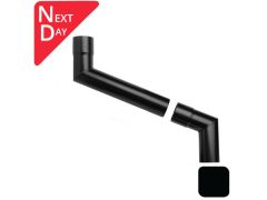 63mm (2.5") Round Swaged and Mitred Aluminium Downpipe 500mm (max) Adjustable Offset - RAL 9005M Matt Black- Manufactured by Alumasc - buy online from Rainclear Systems