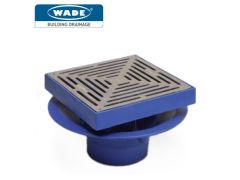 100mm Wade Vertical BSP Threaded Deep Sump Roof Outlet c/w Flat Square Grate