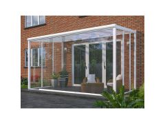 3x3m Rainclear Aluminium Garden Room - White - 2 Posts - 4 Glass Roof-Panels and Sliding doors