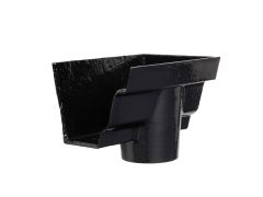 100 x 75mm (4"x3") Hargreaves Foundry Cast Iron G46 Moulded Gutter 75mm Dropend Outlet - External - Pre-Painted Black