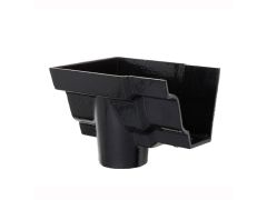 100 x 75mm (4"x3") Hargreaves Foundry Cast Iron G46 Moulded Gutter 65mm Dropend Outlet - Internal - Pre-Painted Black