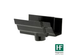 125 x 100mm (5"x4") Hargreaves Foundry Cast Iron H16 Moulded Gutter - 75mm Dropend Outlet - External - Pre-Painted Black
