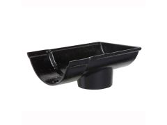 150mm (6") Hargreaves Foundry Beaded Half Round Cast Iron Gutter 65mm Dropend Outlet - External  - Pre-Painted Black