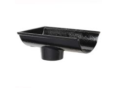 100mm (4") Hargreaves Foundry Beaded Half Round Cast Iron Gutter 65mm Dropend Outlet - Internal  - Pre-Painted Black
