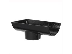 100mm (4") Hargreaves Foundry Plain Half Round Cast Iron Gutter 65mm Dropend Outlet - Internal  - Pre-Painted Black