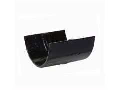 100mm (4") Hargreaves Foundry Plain Half Round Cast Iron Gutter Union - Pre-Painted Black
